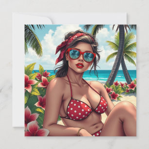 Red Bikini, Sunglasses and Bandanna Woman Blank