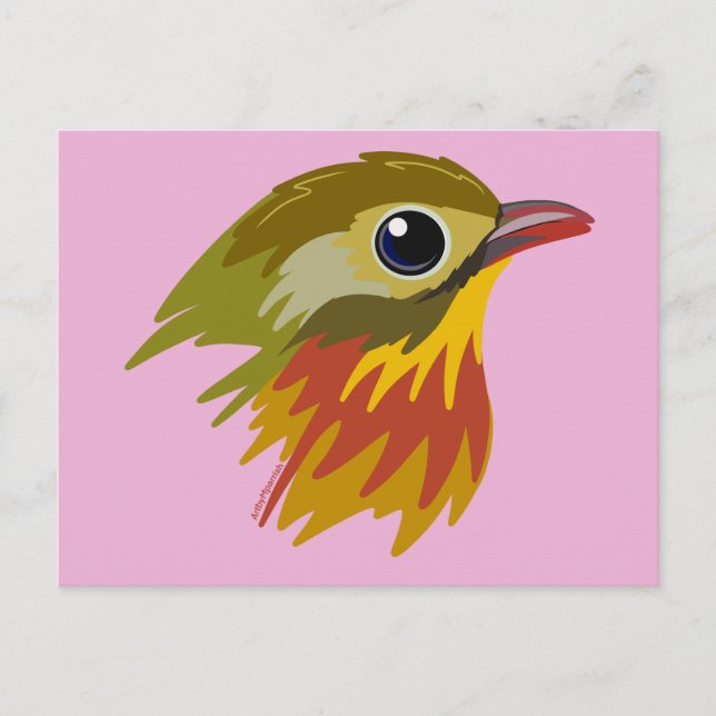 Red-Billed Leiothrix Bird—simplified  Postcard (Front)