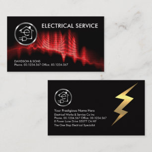 Red Binary Code Electrical Lightning Business Card