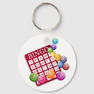 Red Bingo Card n Balls Doublesided Keychanin Key Ring
