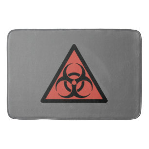 Red biohazard sign bath mat