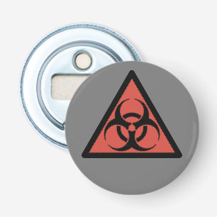 Red biohazard sign bottle opener