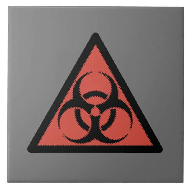 Red biohazard sign ceramic tile (Front)