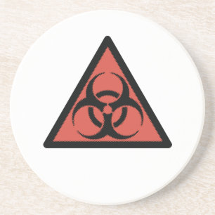 Red biohazard sign coaster