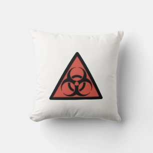 Red biohazard sign cushion