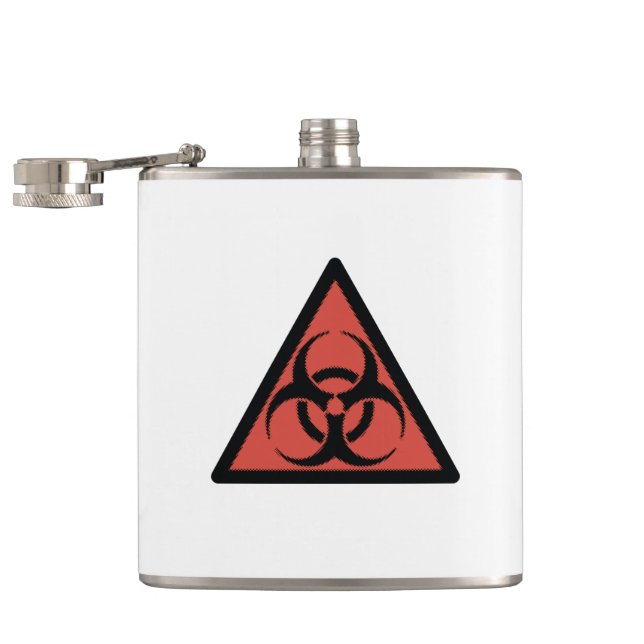Red biohazard sign hip flask (Opened)