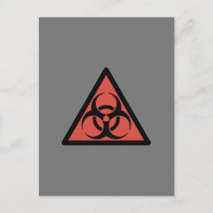 Red biohazard sign postcard