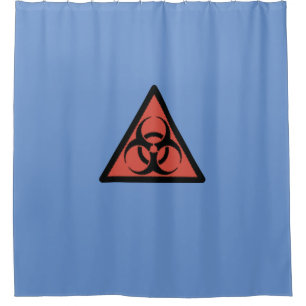 Red biohazard sign shower curtain