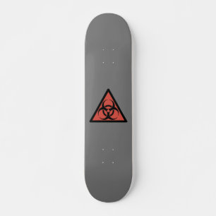 Red biohazard sign skateboard