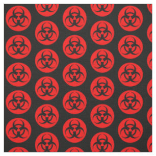 Red Biohazard Symbol Fabric