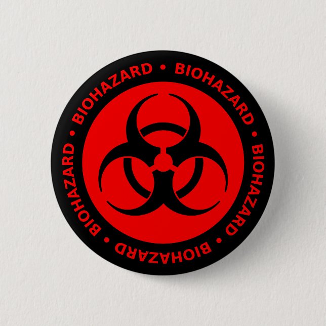 Red Biohazard Warning Button (Front)