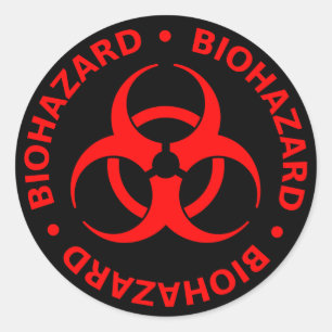 Red Biohazard Warning Classic Round Sticker