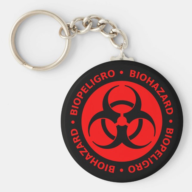 Red Biohazard Warning Key Ring (Front)