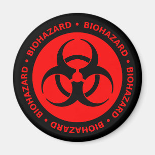 Red Biohazard Warning Magnet