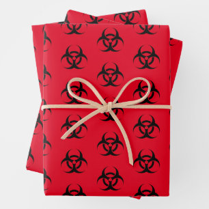 Red Biohazard  Wrapping Paper Sheet