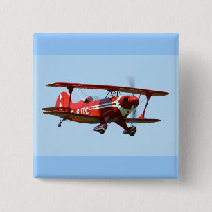 Red Biplane 15 Cm Square Badge