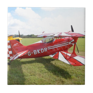 Red Biplane Ceramic Tile
