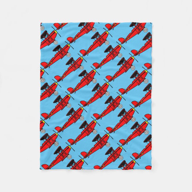 Red Biplane Fleece Blanket (Front)