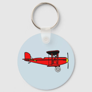 Red Biplane Key Ring