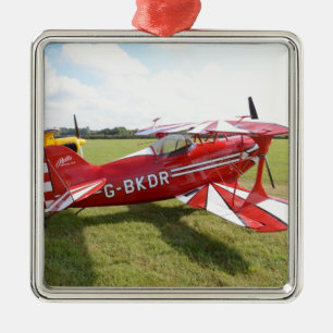 Red Biplane Metal Ornament