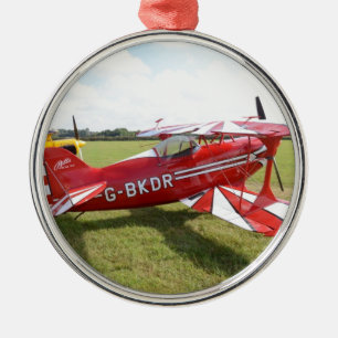 Red Biplane Metal Ornament