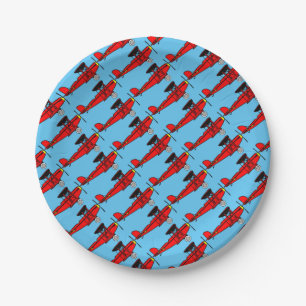 Red Biplane Paper Plate