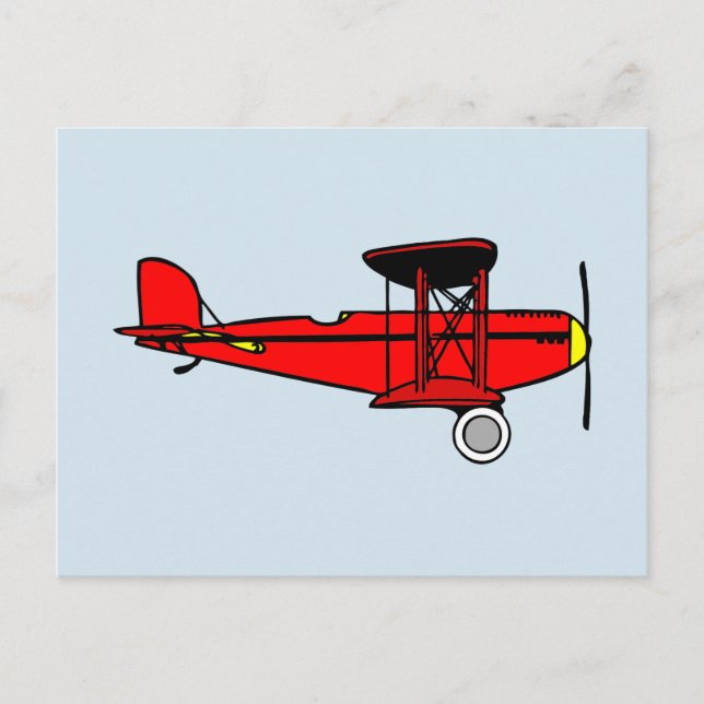 Red Biplane Postcard (Front)