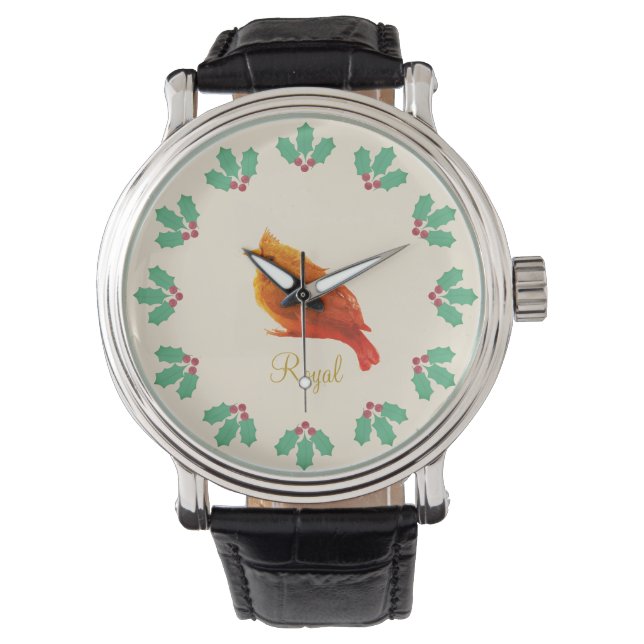 Red Bird and Holly Berries Watch (Front)