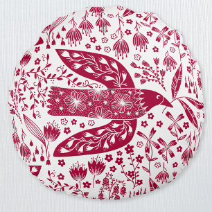Red Bird Art Round Cushion