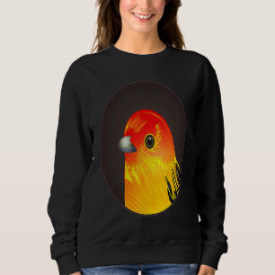 Red bird as portrait in round frame sweatshirt