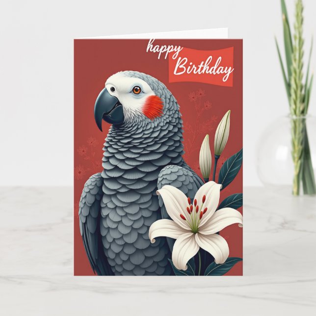 Red Bird Birthday Card (Front)