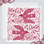 Red Bird Christmas Card<br><div class="desc">Red and white doves for wishes of peace and hope at Christmas.  Personalise by changing the name and text on the back. Original art by Nic Squirrell.</div>