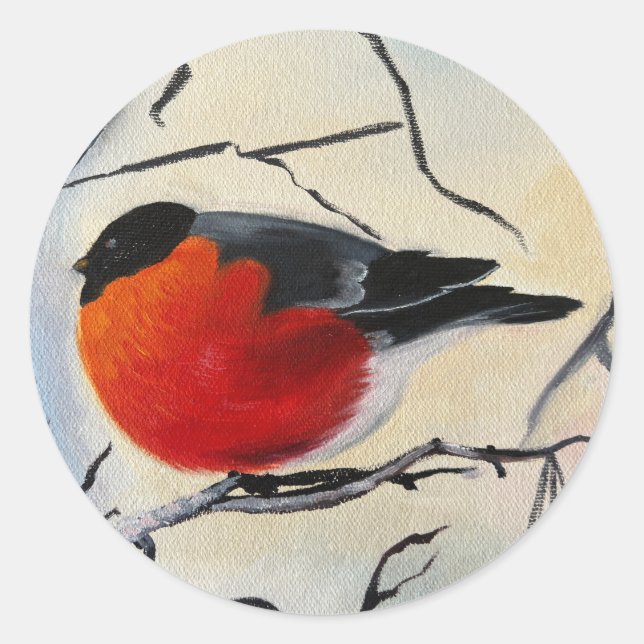Red bird  classic round sticker (Front)