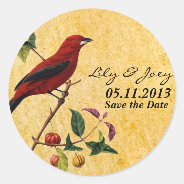 Red Bird Classic Round Sticker (Front)