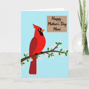 Red Bird Floral Mothers Day Card