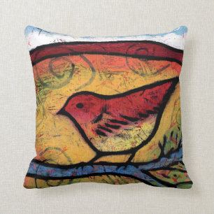 Red Bird Heard the Desert Calling Cushion