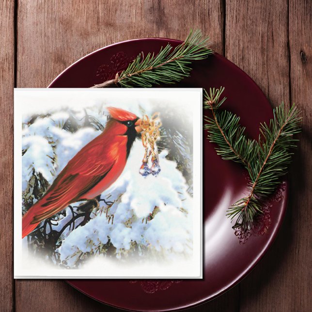 red bird in snow napkin (Creator Uploaded)
