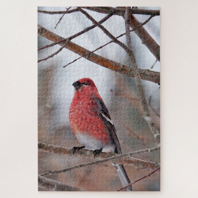 Red Bird in Winter Snow Jigsaw Puzzle (Vertical)