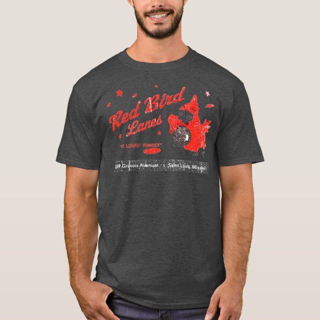 Red Bird Lanes T-Shirt - St Louis, MO Retro Bowlin (Front)