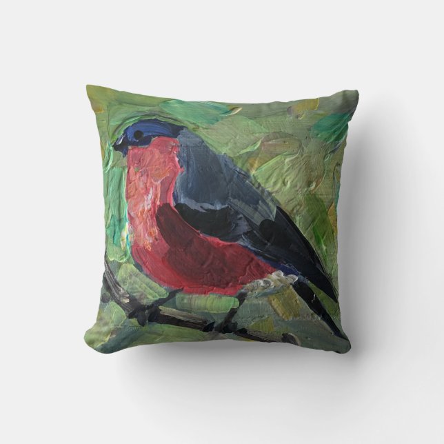Red bird , painting  cushion (Front)