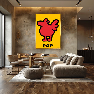 Red Bird Pop Art – Cartoon Animal Silhouette Poster