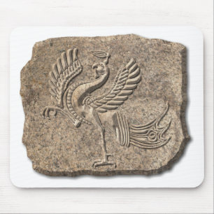 Red bird stone mouse pad