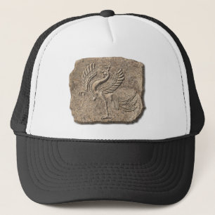 Red bird stone trucker hat