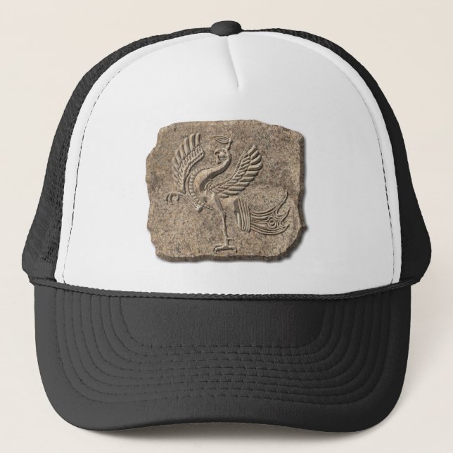 Red bird stone trucker hat (Front)