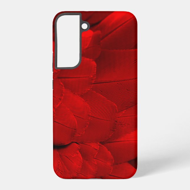 Red bird wing feathers pattern samsung galaxy s22+ case (Back)