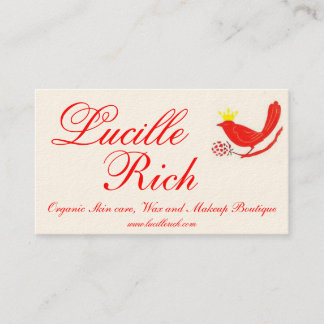 red birdfinal, Lucille, Rich, Organic Skin care... Business Card