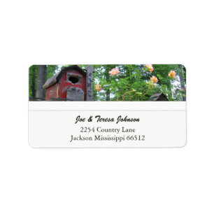 Red Birdhouse Address Labels