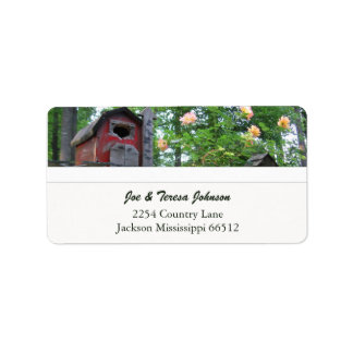Red Birdhouse Address Labels