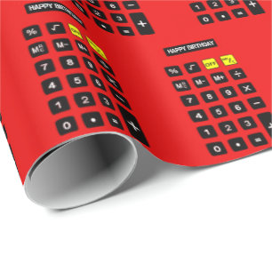 Red Birthday Calculator    Wrapping Paper