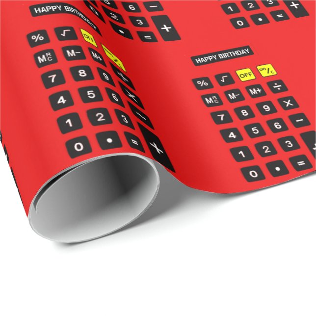 Red Birthday Calculator    Wrapping Paper (Roll Corner)